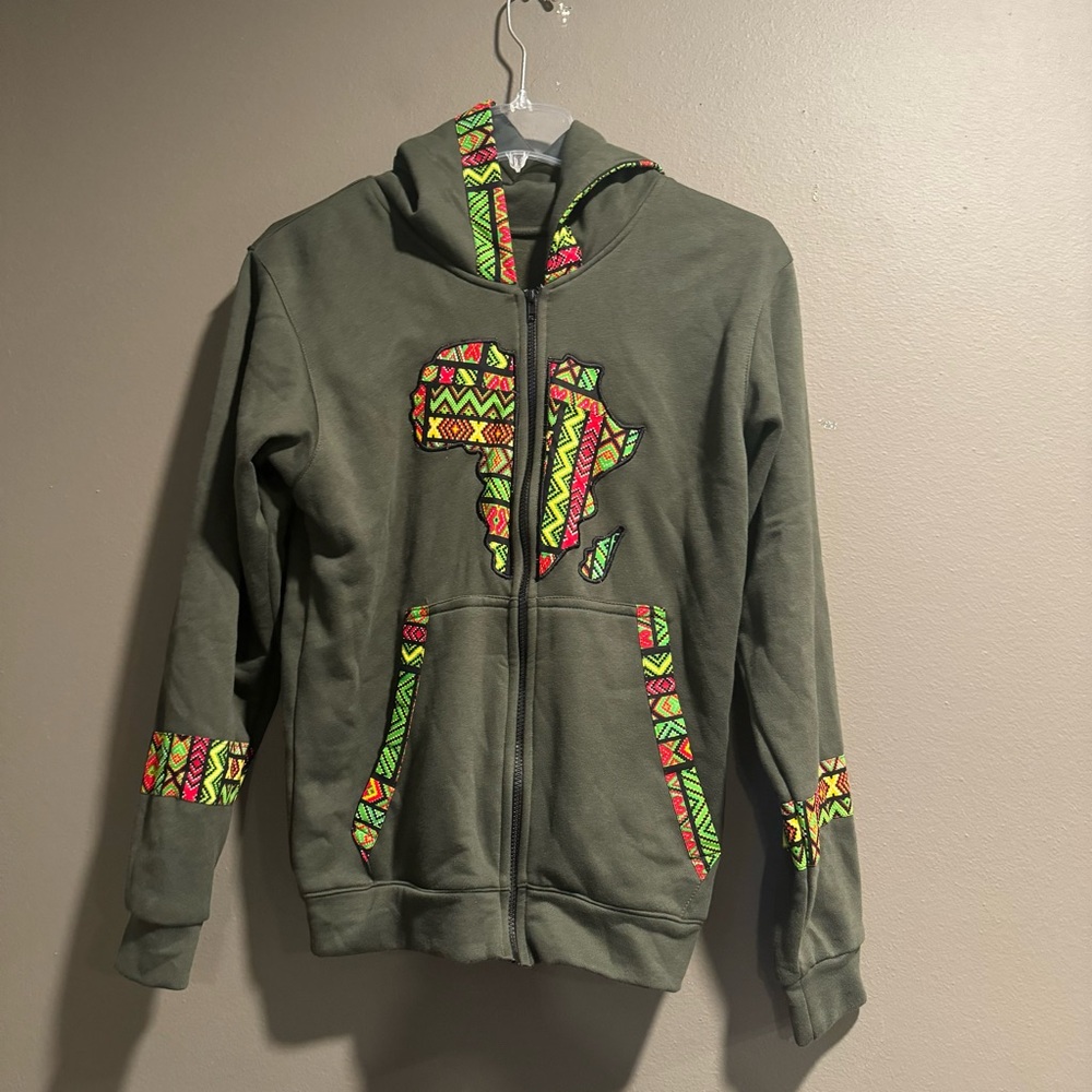 African Map Hoodie Jacket Size Large Unisex